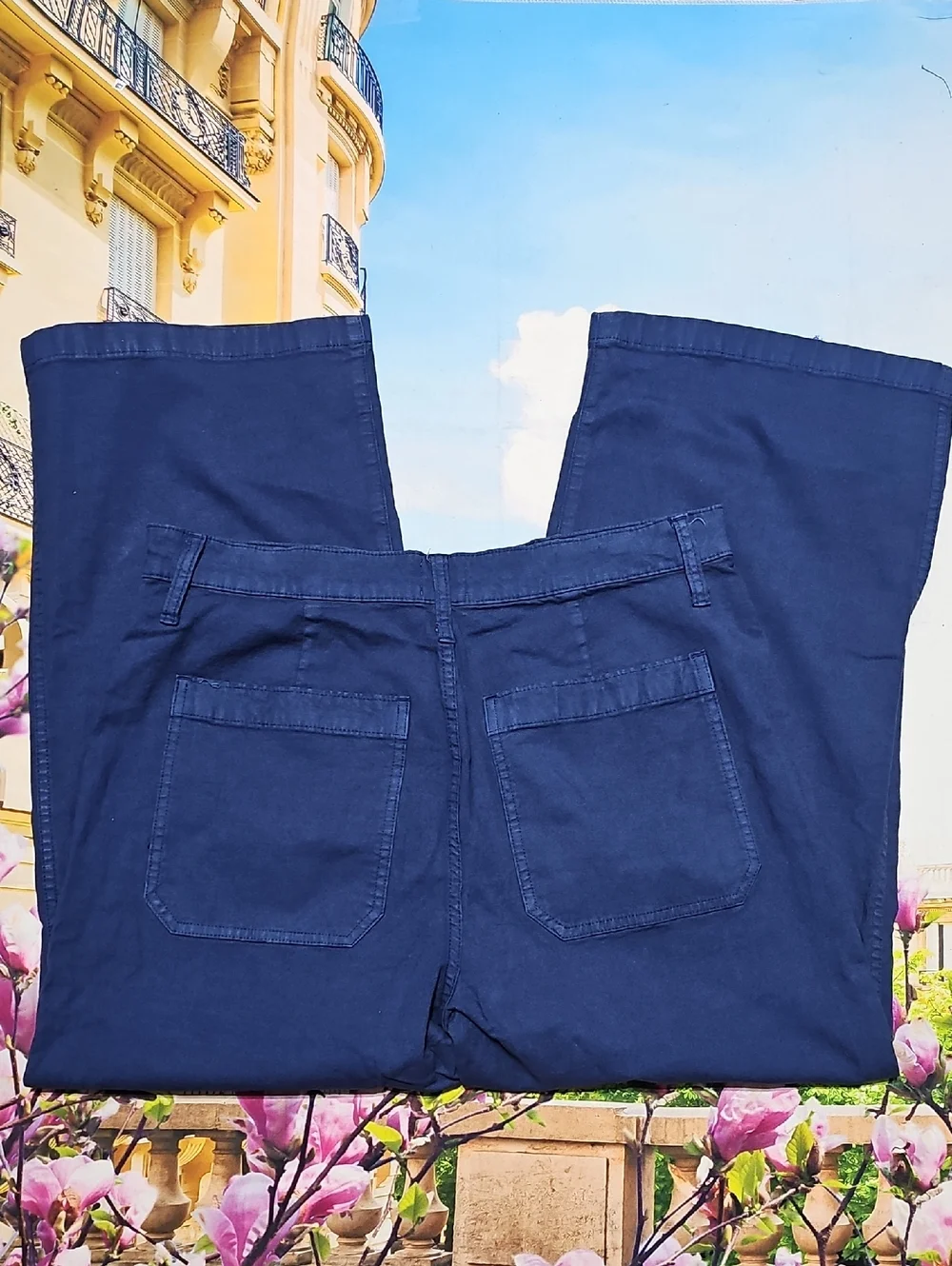 J. Crew Slim High Waist Wide-Leg Pants in Navy Blue Size 31